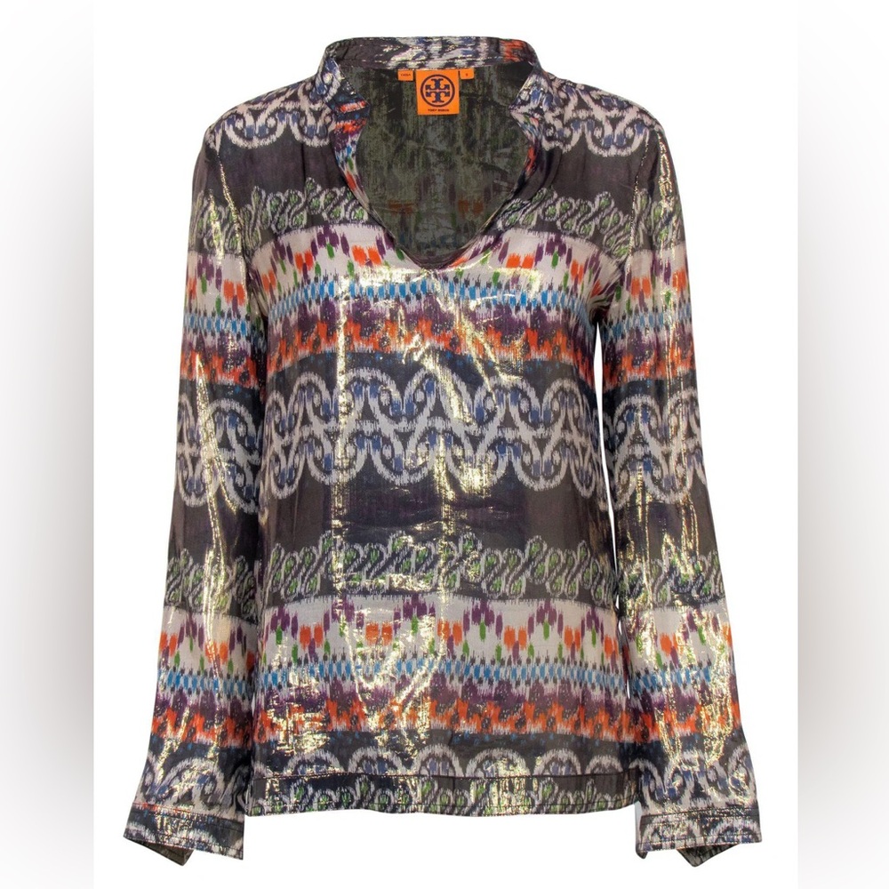Tory Burch Stephanie Metallic Silk Tunic